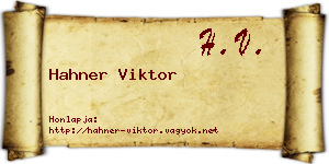Hahner Viktor névjegykártya